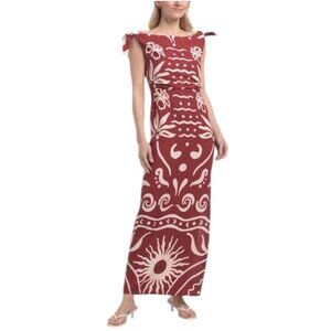 WHITE CLOSET Linen Blend Off The Shoulder Maxi Dress